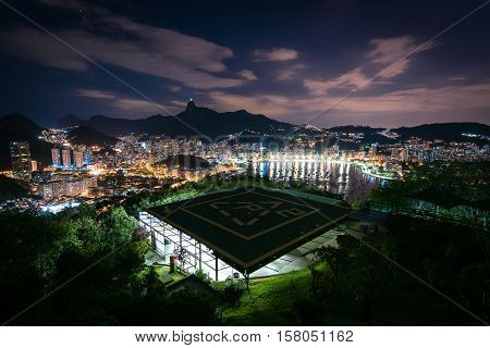 Night View of Botafogo in Rio de Janeiro from Urca Mountain