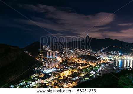 Night View of Botafogo in Rio de Janeiro from Urca Mountain