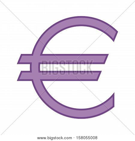 The Euro currency symbol in purple color. Vector illustration. Graphic symbol of the European currency the Euro. Logo.