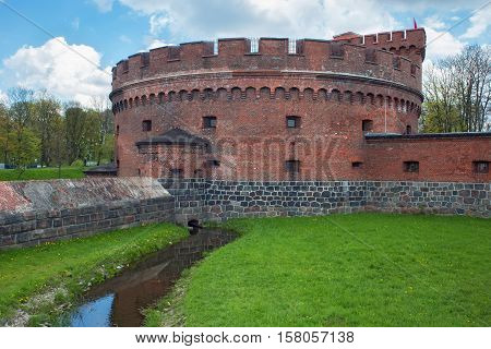 Tower of Der Dona now museum of Amber. Part of the german defensive fortifications in the Konigsberg. After Second World War Konigsberg was called Kaliningrad and became part of Russia.