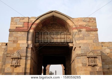 DELHI, INDIA - FEBRUARY 13 : Qutab Minar complex, Delhi, India on February 13, 2016.