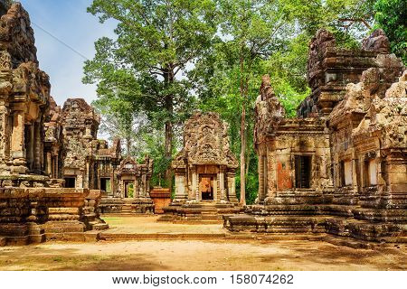 Ancient Buildings Of Thommanon Temple In Angkor, Cambodia