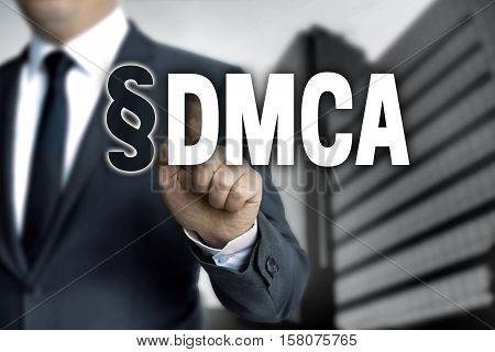 DMCA is shown by businessman background picture
