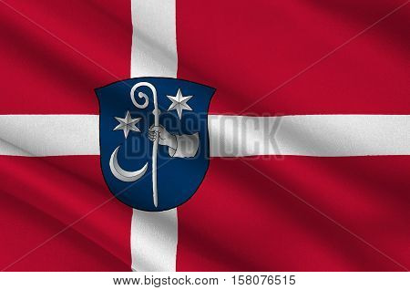 Flag of Soro is a municipality in Denmark in Zealand Region. 3d illustration