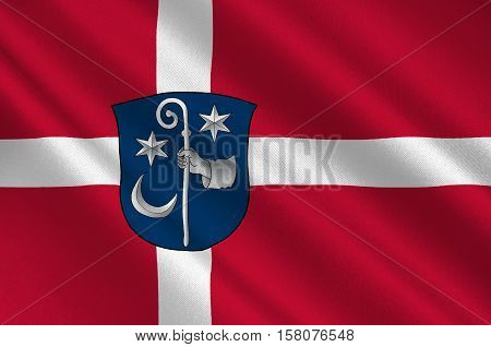 Flag of Soro is a municipality in Denmark in Zealand Region. 3d illustration