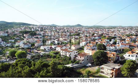 Cityscape of small resort Vodice in Croatia.