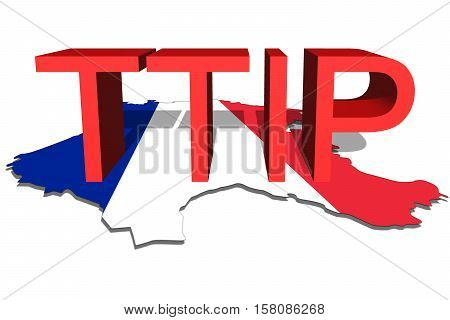 Ttip - Transatlantic Trade And Investment Partnership On France Map Background