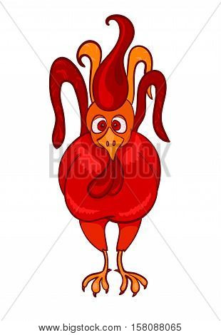 Vector illustration of Red Rooster, symbol of 2017 on the Chinese calendar