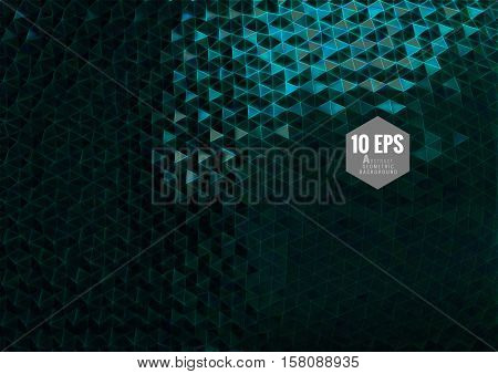 3D abstract vector background on green reflection glass material look
