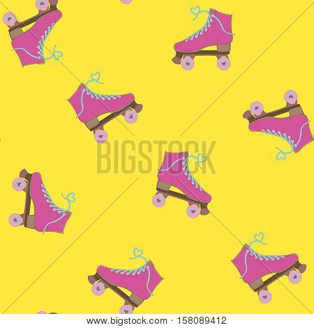 Rollers. Seamless background. Vector illustration. Image rolls. Roller Skates. Summer time. Background with rollers.