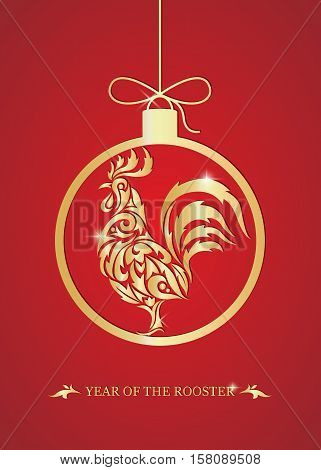 Happy New Year. Year of the rooster. Vector illustration.