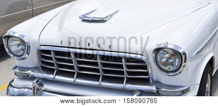 BRISBANE, AUSTRALIA - November 20, 2016: Detail of the 1958 Holden FC series an automobile produced by Holden in Australia
