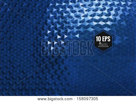 3D abstract vector background on blue reflection glass material look
