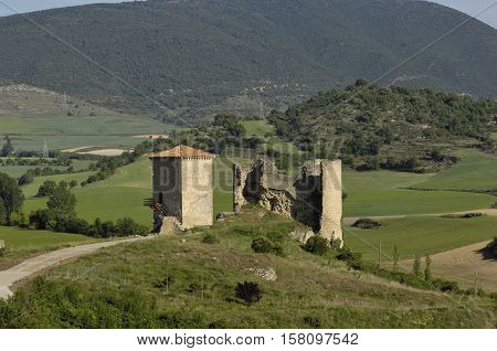 castle and wall in Santa Gadea del Cid in Burgos province Castilla-Leon Spain