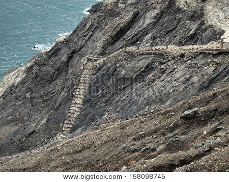 stairs down the sea near Portbou Costa Brava Girona Spain