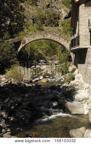 Romanesque bridge of Tavascan Lleida province Catalonia Spain
