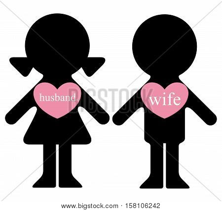 Vector boy and girl with lovers in hearts infographics element