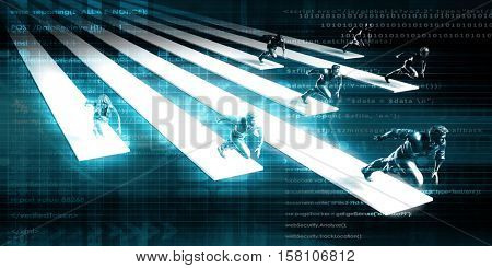 Career Growth with Corporate Business People Running to Success 3d Illustration Render