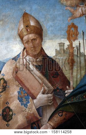 SPLIT, CROATIA - DECEMBER 12: Benedetto Diana: Saint Louis of Toulouse, Altarpiece in the Franciscan church in Poljud, Split, Croatia on December 12, 2011