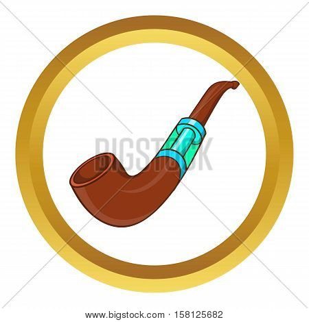 Electronic smoking pipe vector icon in golden circle, cartoon style isolated on white background