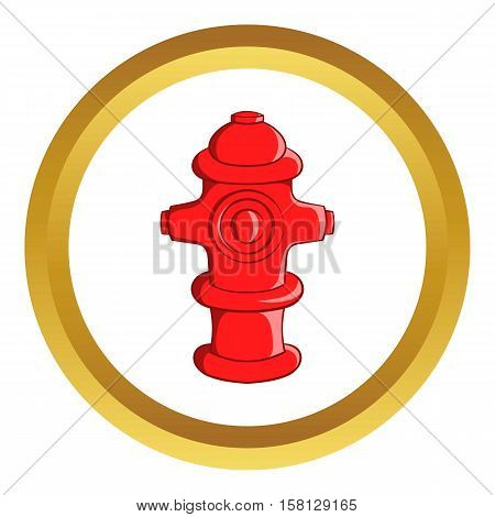 Fire hydrant vector icon in golden circle, cartoon style isolated on white background