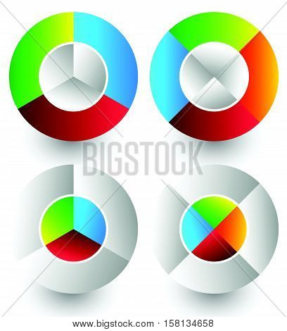 Pie Chart, Pie Graph Icons. Analytics, Diagnostics, Infographic Icons. Colorful Segmented Circle Ele