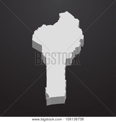 Benin map in gray on a black background 3d