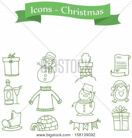 Green icon Christmas colection stock vector art