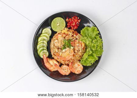 Fried Rice With Shrimp Call Khao Pad Kong In Thai