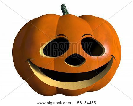 Image of a laughing Halloween pumpkin. The object is isolated on a white background. 3D Rendering