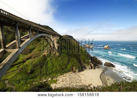 Bixby Bridge at Pacific Coast as part of Road Number 1, California