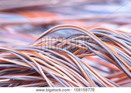 Swirl of Electric Cables and Wires Closeup