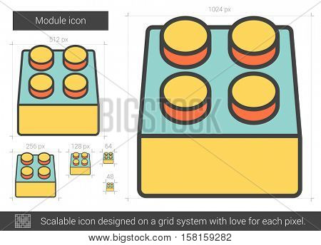 Module vector line icon isolated on white background. Module line icon for infographic, website or app. Scalable icon designed on a grid system.