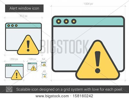 Alert window vector line icon isolated on white background. Alert window line icon for infographic, website or app. Scalable icon designed on a grid system.