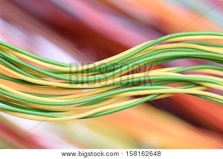 Closeup of cable and wire in computer network systems