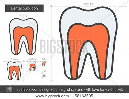 Dental pulp vector line icon isolated on white background. Dental pulp line icon for infographic, website or app. Scalable icon designed on a grid system.