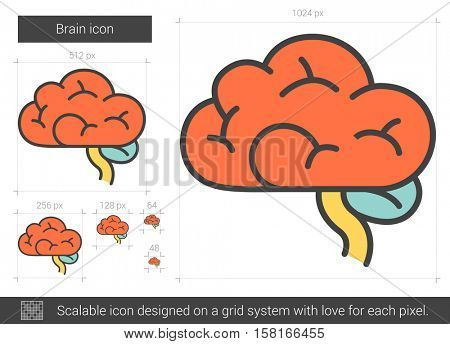 Brain vector line icon isolated on white background. Brain line icon for infographic, website or app. Scalable icon designed on a grid system.