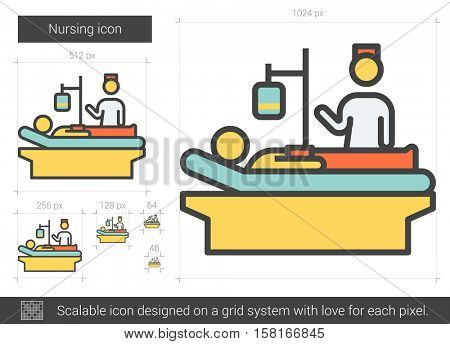 Nursing vector line icon isolated on white background. Nursing line icon for infographic, website or app. Scalable icon designed on a grid system.