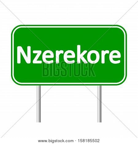 Nzerekore road sign isolated on white background.