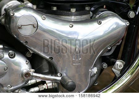 BSA Super Rocket. Photographed at Coleford Carnival of Transport, England. Easter Monday 13th April 2009 (crank case offside)