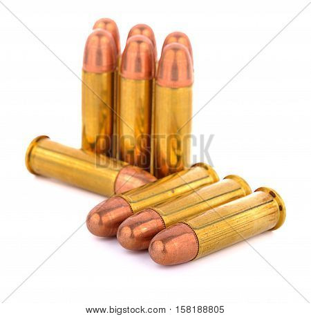 .38 mm bullet for a gun isolated on white background.