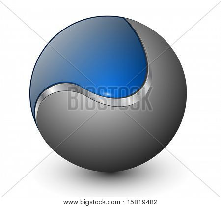 Icona, sfera metallica lucida, simbolo astratto.