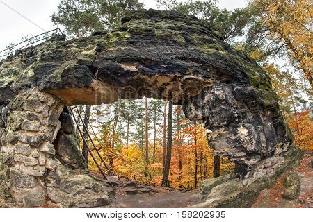 Little Pravcice Gate - famous natural sandstone arch in Bohemian Switzerland