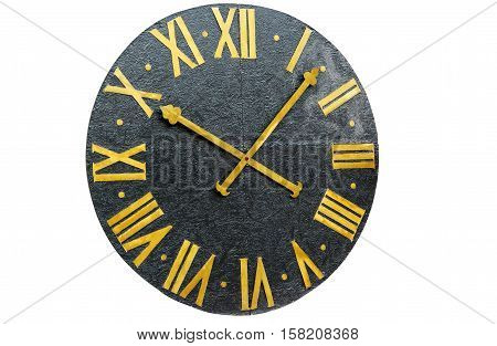 big clock vintage on a white background