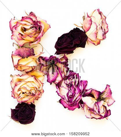 Rose dried Initials letter K.