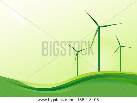 Wind generator green energy. Vector eco background.