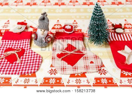 Christmas Socks On New Yeat Tree Background