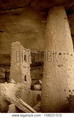 Mali, Africa - Dogon Village And Typical Mud Buildings