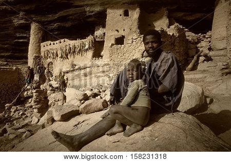 Mali, Africa - Dogon Village And Typical Mud Buildings