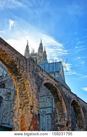 Arch Of Canterbury Cathedral In Canterbury Kent Uk